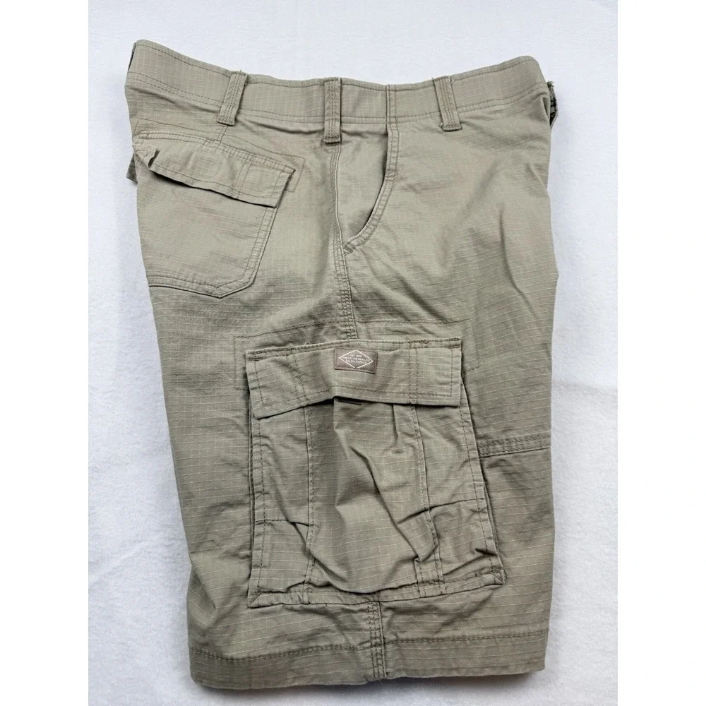Lee Extreme Motion Cargo Shorts Mens 34 Beige Ripstop Stretch